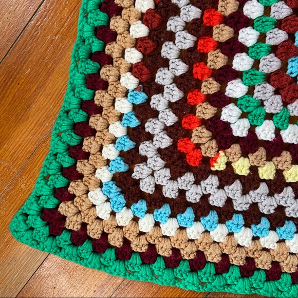 Vintage 60s 70s Granny Square Throw Blanket - Picture 3 of 5
